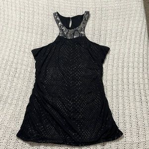 Sequin design black tank top